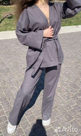 Льняное кимоно со штанами