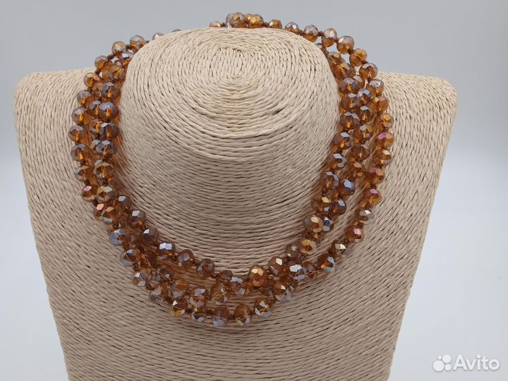 Бусы 120см из кристаллов под винный топаз