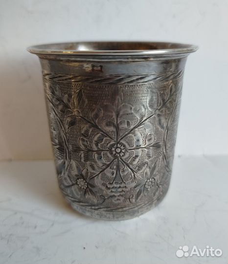 Стакан с картинками, чернь, серебро 84 пробы, Моск