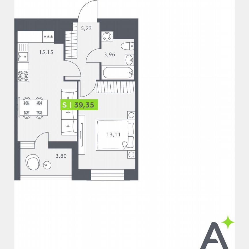 1-к. квартира, 39,4 м², 5/12 эт.