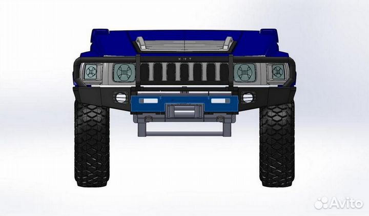 Передний силовой бампер с кенгурином алюминиевый