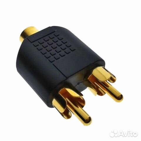 Переходник позолоченный стерео 2RCA M Jack 3.5 F