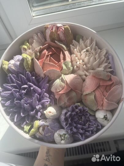 Зефирные пионы, съедобный букет, букет из зефира