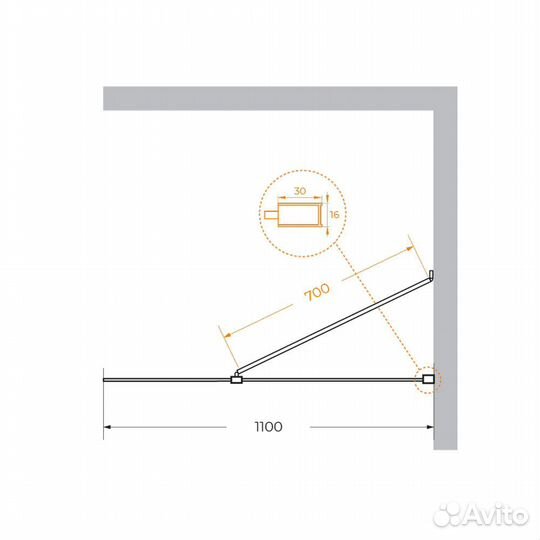 Душ. Стенка Cezares 110 Chrome liberta-l-1-tb-110