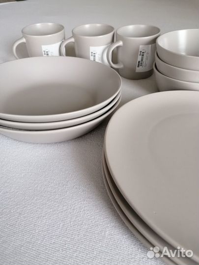 Набор посуды, Бежевый, 3 персоны, IKEA