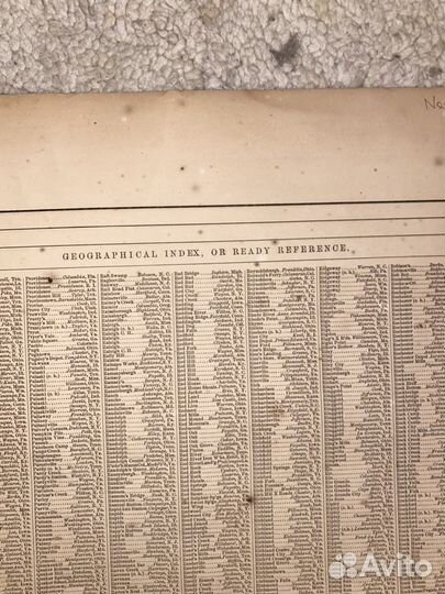Винтажная карта Нью Йорка. 1866 г. 45х65 см