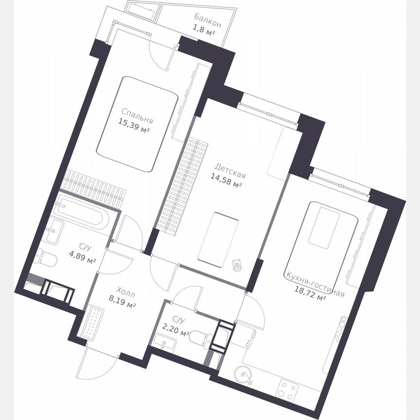 2-к. квартира, 64,6 м², 7/11 эт.