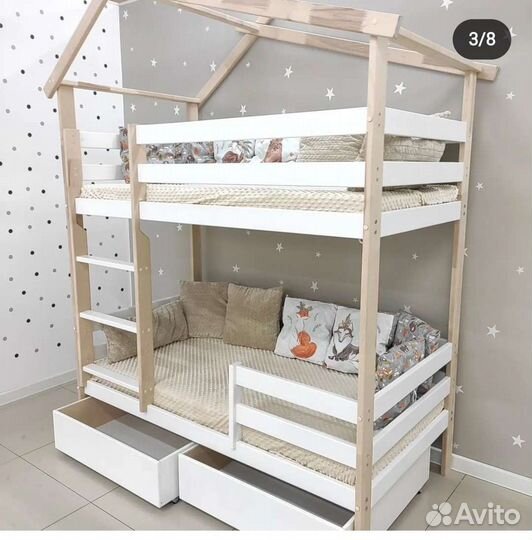 Двухъярусная кровать бу с матрасами