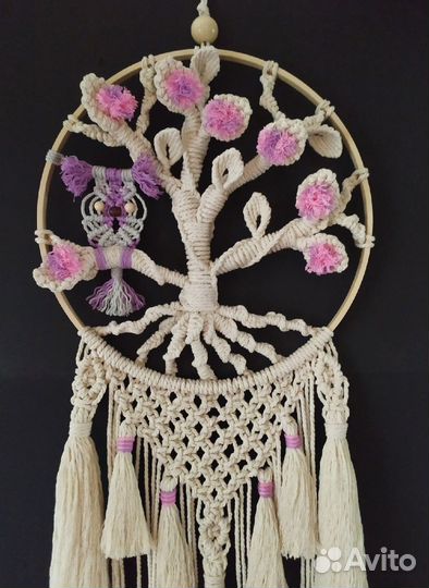Панно на стену древо рода макраме