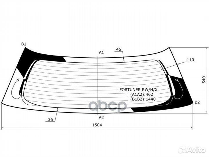 Стекло заднее с обогревом toyota fortuner 5D 04
