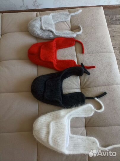 Шапки-ушанки вязанные