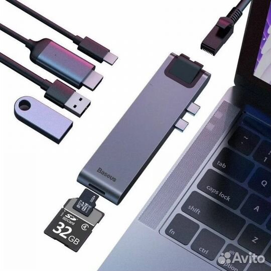 Хаб USB Baseus 7 в 1 Thunderbolt C / Pro Grey