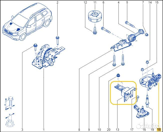 Опора кпп левая Renault Duster F4R 2021