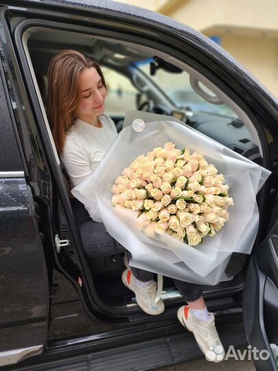 101 кремовая роза 40 см