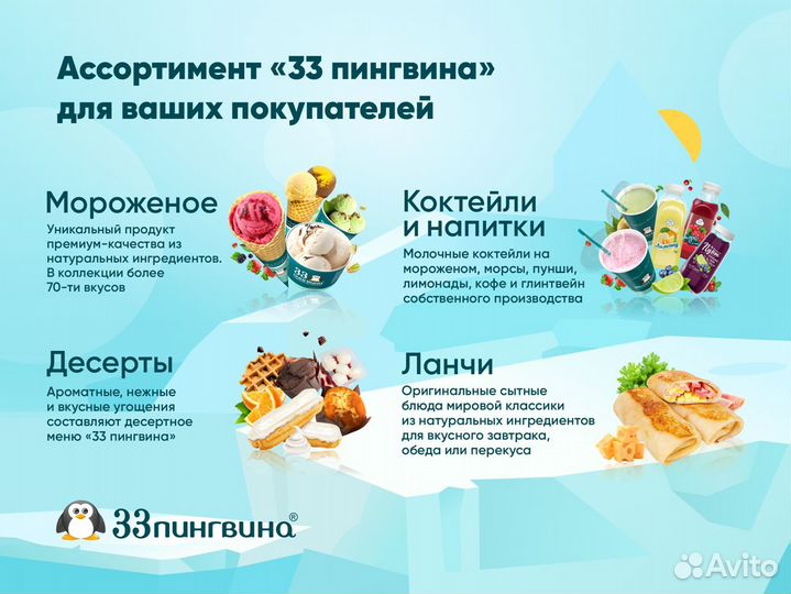 Франшиза мороженое и десерты «33 пингвина»