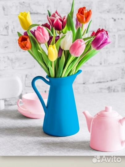 Букет ярких тюльпанов 40х50