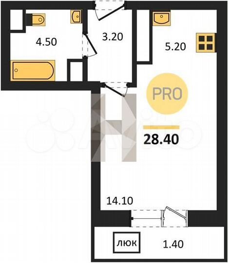 Квартира-студия, 28,4 м², 10/21 эт.