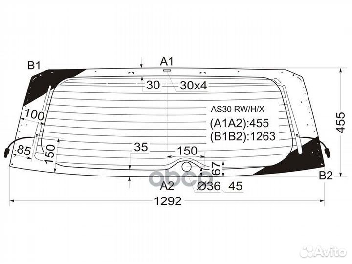 Заднее ветровое стекло AS30rwhx XYG
