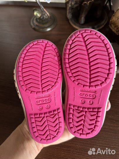 Детские розовые сандалии crocs c6