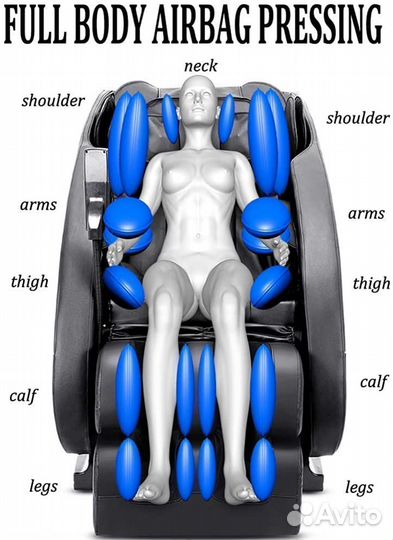 Массажное Кресло 3D Шиацу черное