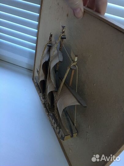 Парусник панно из соломки 1978 год