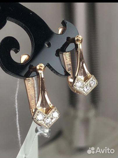 Серьги СССР с бриллиантами золото 585/3,22 гр