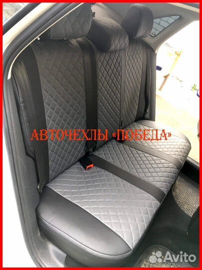 Чехлы Volkswagen Polo 5 Sd из экокожи чёрно-серые