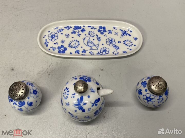 Набор для специй фарфор серебро 19век