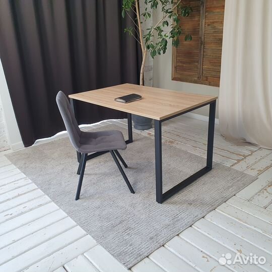 Компьютерный стол Лофт Дуб 120*80 см. Черные ножки