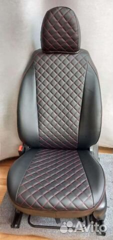 Чехлы Нива 21213,21214 чёрная экокожа красный ромб