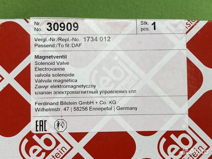 Электромагнитный клапан кпп \MAN TGA, DAF XF 30909