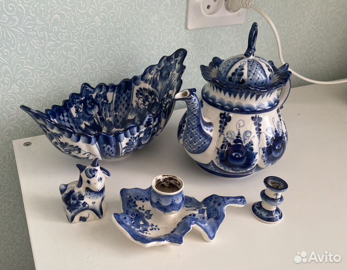 Гжель СССР посуда