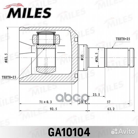 Шрус miles hyundai tucson 2004-2010 GA10104 Miles