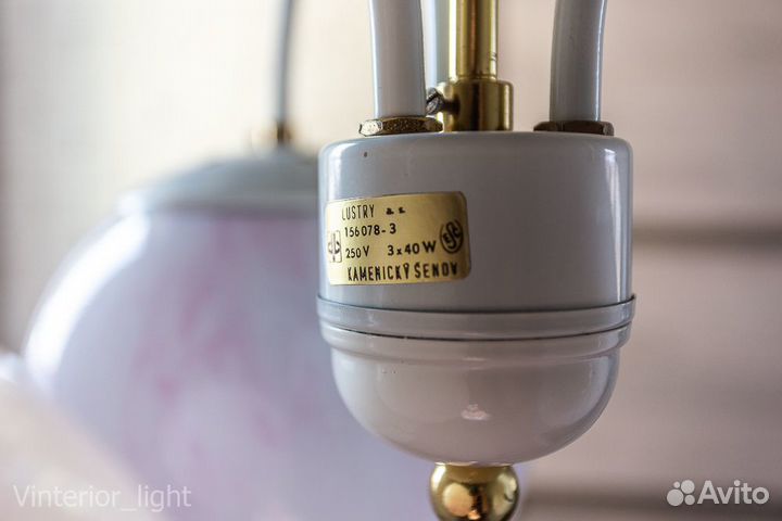 Винтажная белоснежная люстра Kamenicky Senov, 1970
