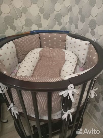 Кроватка трансформер овальная-круглая