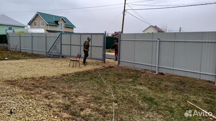 Забор из профнастила 25 м, ворота и калитка