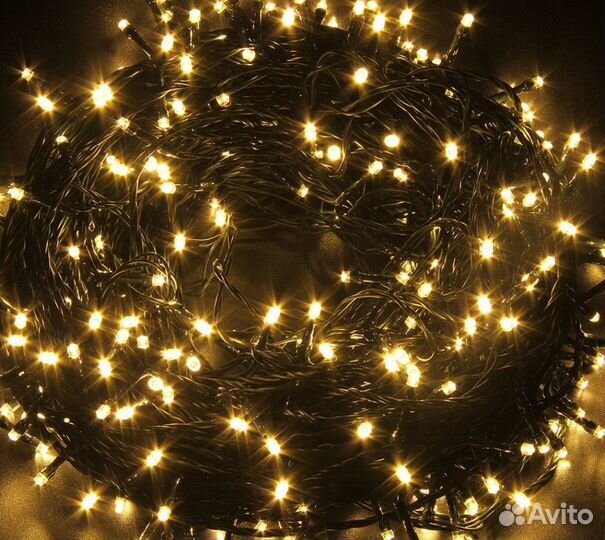 Гирлянда бахрома теплый белый цвет