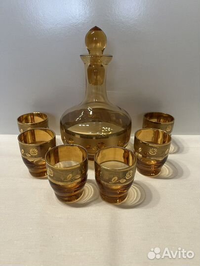 Графин с рюмками стекло винтаж Чехословакия