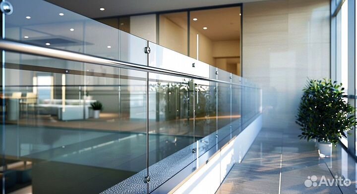 Стеклянные перила для лестницы. Под ключ