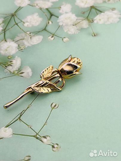 Брошь винтажная роза 70 гг США Б29 Д