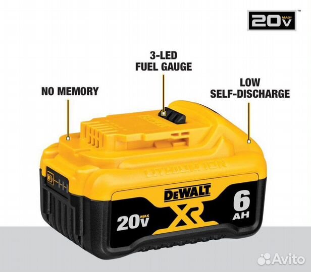 Аккумулятор DeWalt 20В 6Ач DCB206-2