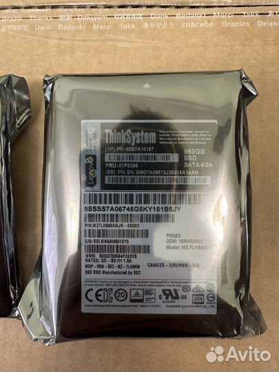 Жесткий диск, Lenovo ThinkSystem 960Gb SSD sata6Gb
