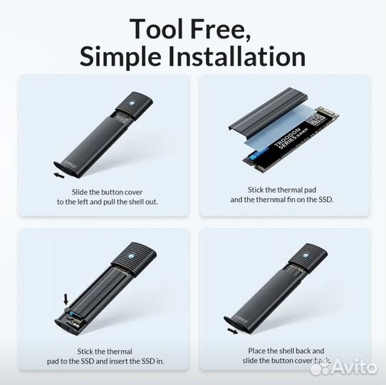 Корпус для SSD M.2 NVMe SATA 10Gbps Новый