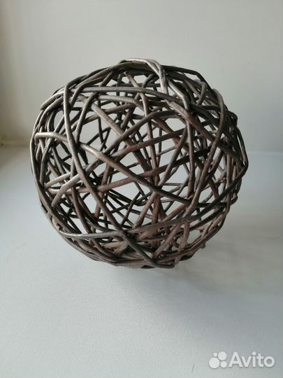 Шар плетеный декоративный из бумажной лозы