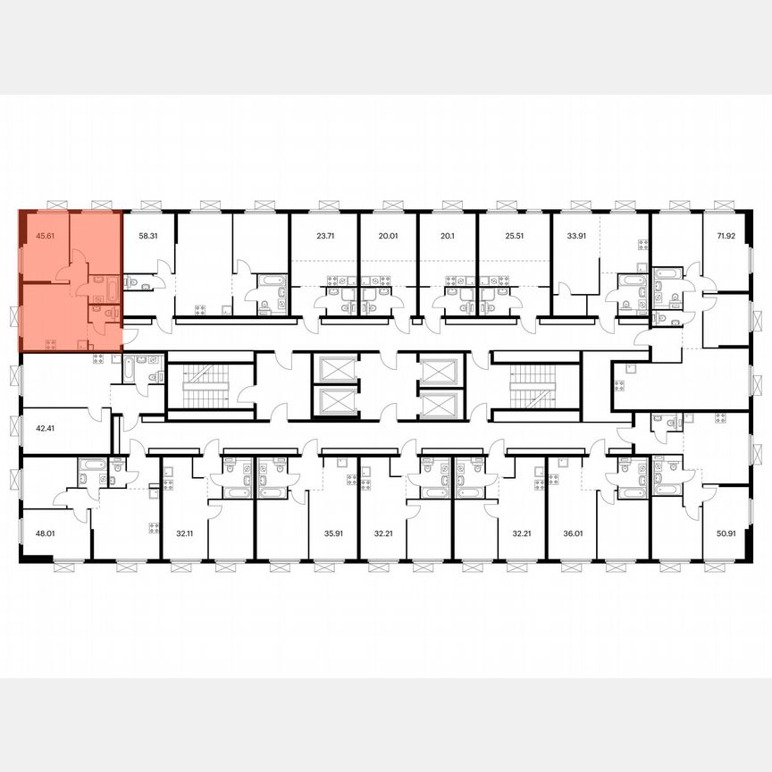 2-к. квартира, 45,6 м², 22/38 эт.