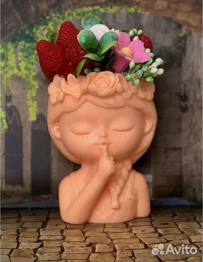 Кашпо органайзер подсвечник Девочка Весна, гипс