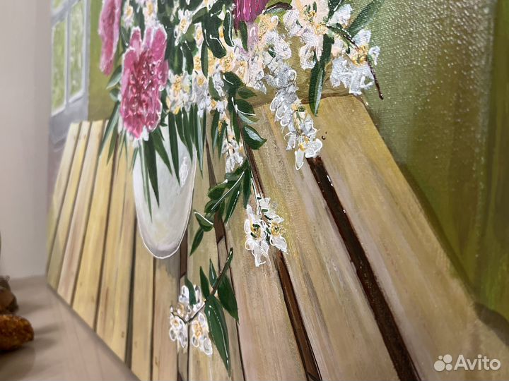 Картина маслом пионы