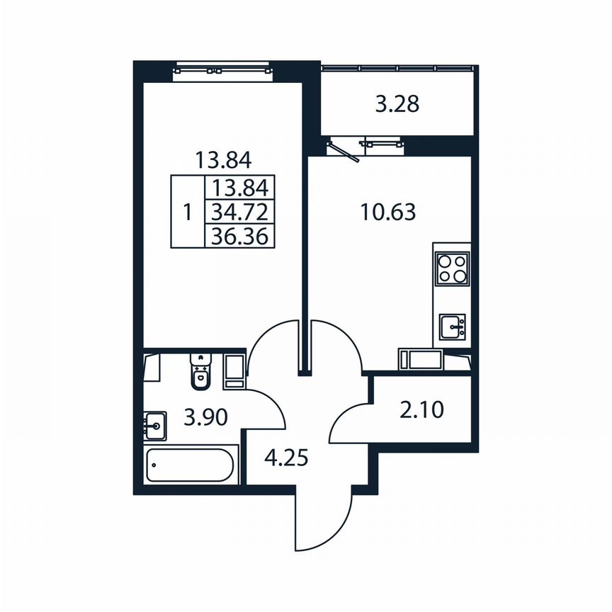 1-к. квартира, 38 м², 6/12 эт.