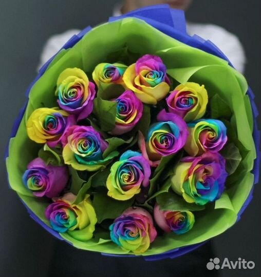 Радужные розы Доставка цветов