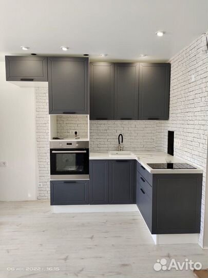 Кухня модульная новая серая